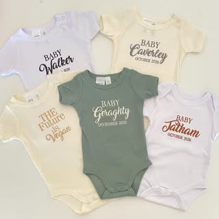 Custom Embroidered Baby Bodysuit – Personalised Name & Date