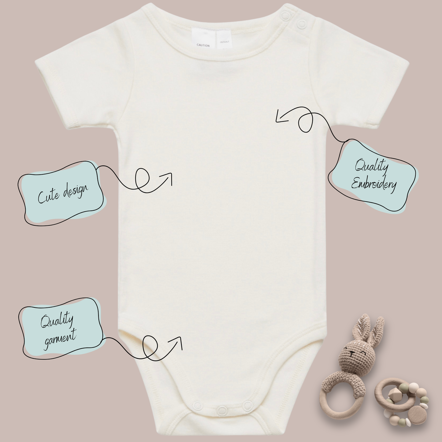 Custom Embroidered Baby Bodysuit – Personalised Name & Date