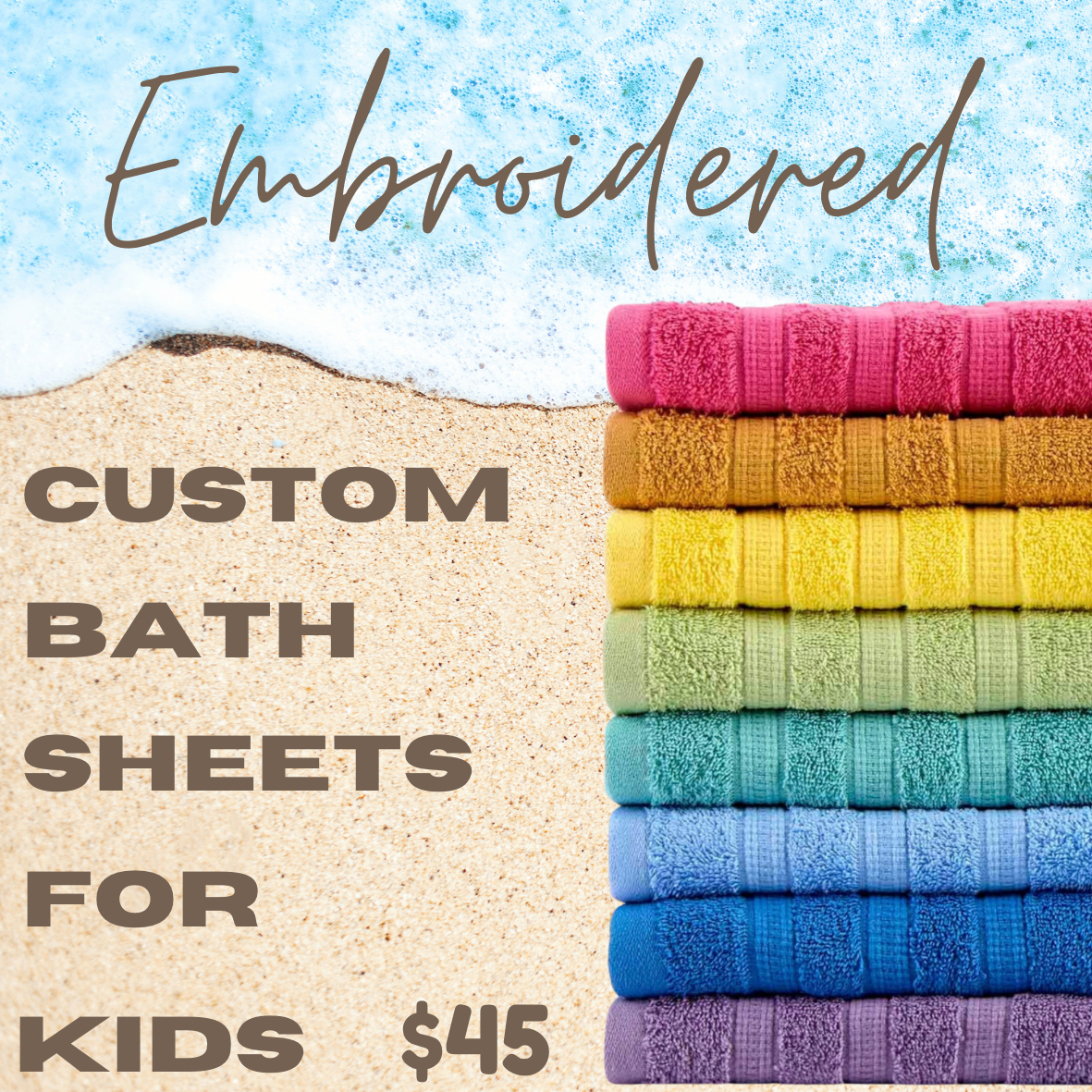 Embroidered Kids Bath Sheet